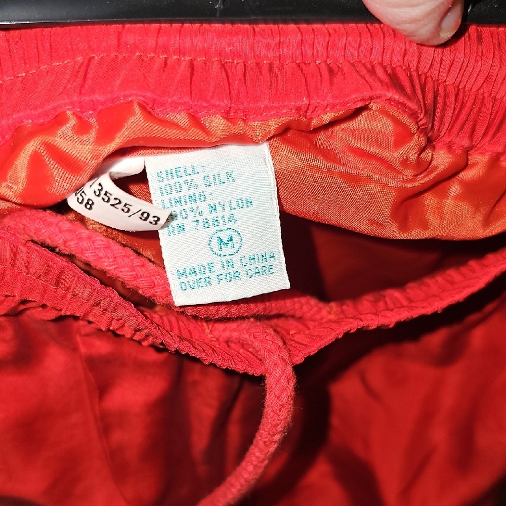 VINTAGE Milano Sport Vibrant Red 100% Silk Jogging Suit Jacket Medium Retro - Picture 5 of 9